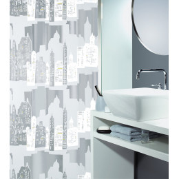 Rideau de douche SPIRELLA Bronx silver PEVA 180 cm x 200 cm