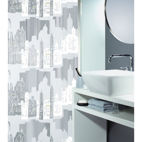 Rideau de douche SPIRELLA Bronx silver PEVA 180 cm x 200 cm