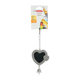 Coeur miroir à suspendre jouet pour oiseaux en plastique