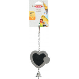Coeur miroir à suspendre jouet pour oiseaux en plastique