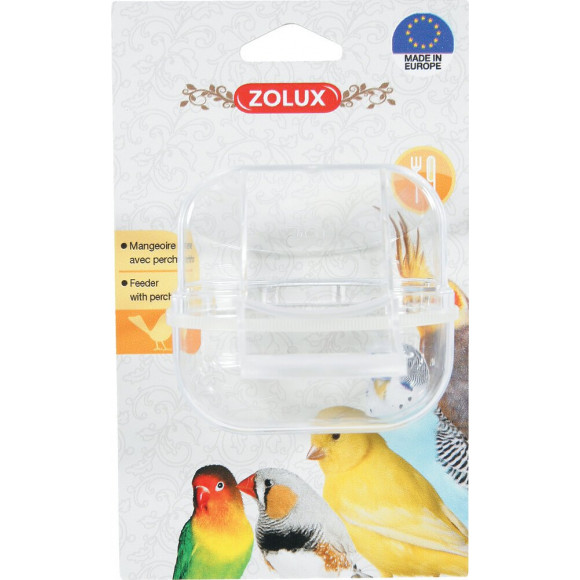 Mangeoire avec perchoir à oiseaux S transparente