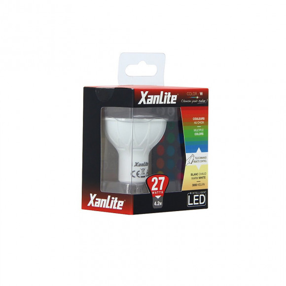 Ampoule led spot blanc+RVB culot GU10 4,2W 3000K