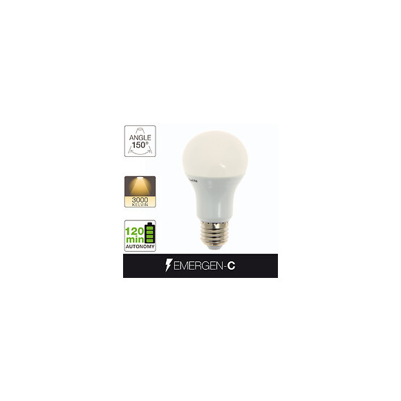 Ampoule led standard A60 secours culot E27 6W 3000K