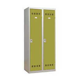 Vestiaire industriel 2 cases 50x80x180cm gris/anis.