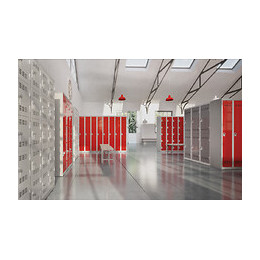 Vestiaire industriel 4 cases 50x120x180cm gris/rouge.