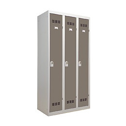 Vestiaire industriel 3 cases 50x90x180cm gris/taupe.