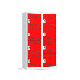 2 colonnes 4 cases superposées 50x60x180cm gris/rouge.