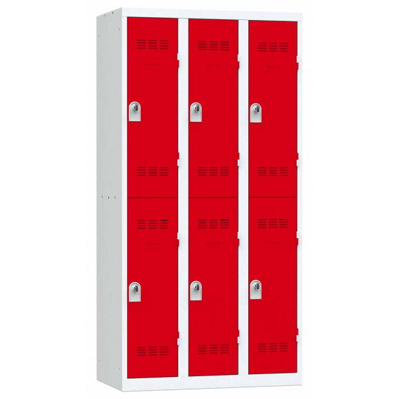 4 colonnes 2 cases superposées 50x120x180cm gris/rouge.