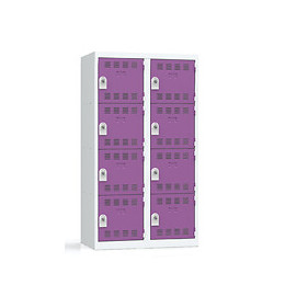 PIERRE HENRY - VESTIAIRE 2 COLONNES DE 4 CASES GRIS PERLE / PRUNE