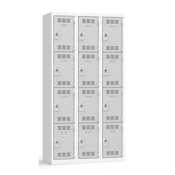 3 colonnes de 4 cases superposées 50x120x180cm gris.