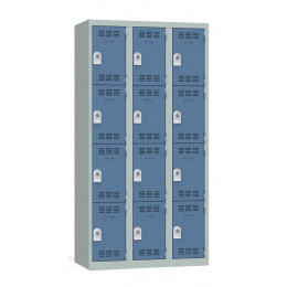 3 colonnes 4 cases superposées 50x120x180cm gris/bleu.