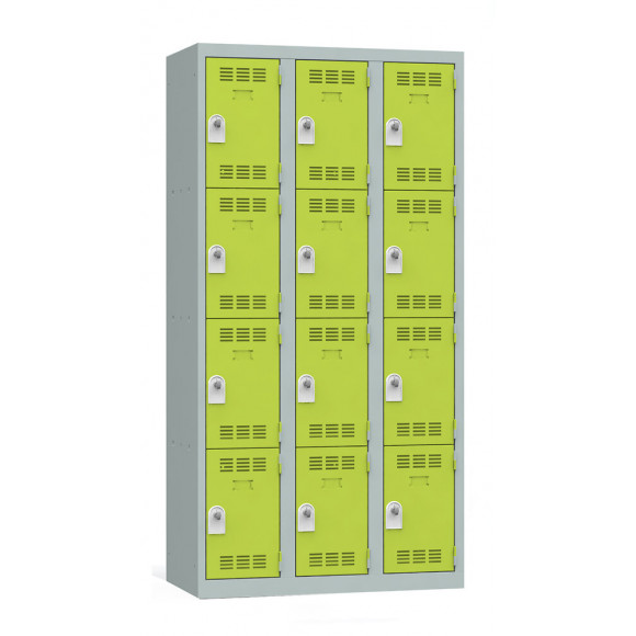 3 colonnes 4 cases superposées 50x120x180cm gris/anis.