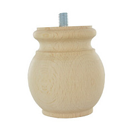 Pied de meuble à collerette en hêtre brut