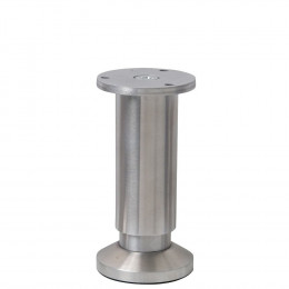 Pied de meuble acier brossé D.5.8cm réglable 12 à 13.5cm