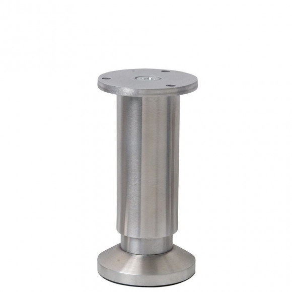 Pied de meuble acier brossé D.5.8cm réglable 12 à 13.5cm
