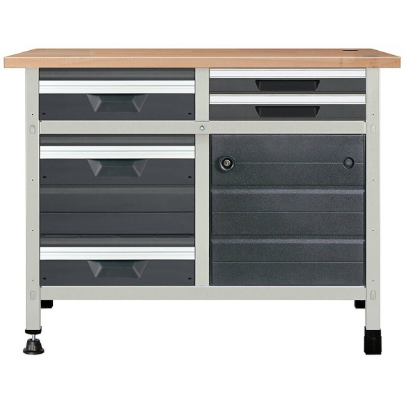 Etabli préconfiguré 113cm WOLFCRAFT 2 tiroirs S, 2 M et 1 L