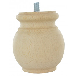 Pied de meuble à collerette en hêtre brut