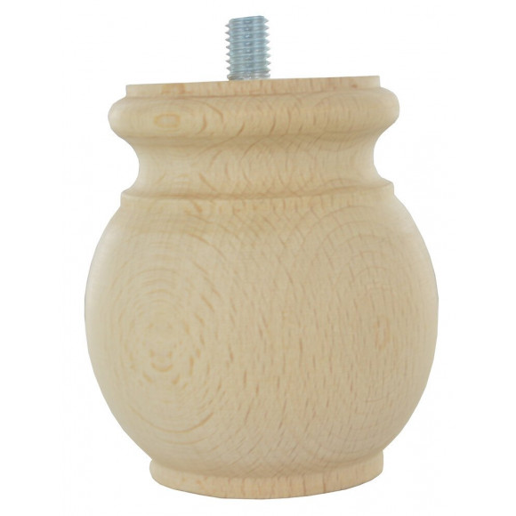 Pied de meuble à collerette en hêtre brut