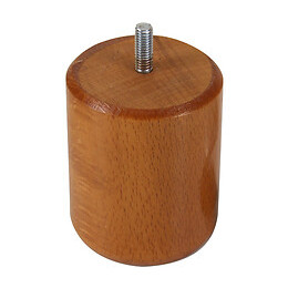 Pied de meuble cylindrique en hêtre teinté merisier