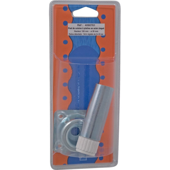Pied de cuisine acier zingué D.2.8cm hauteur 10cm
