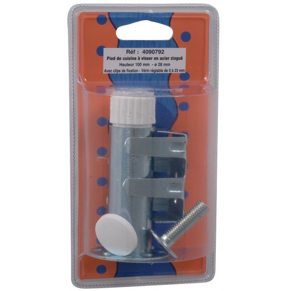 Pied de cuisine acier zingué D.2.8cm hauteur 10cm