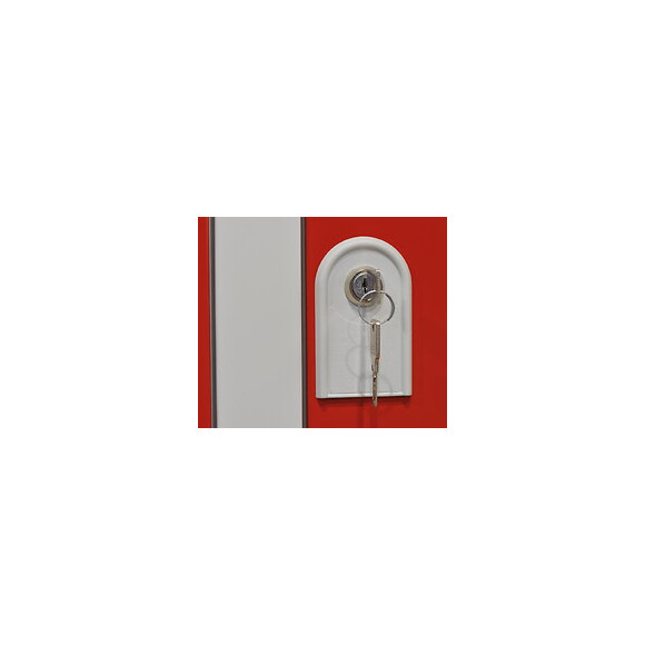 PIERRE HENRY - VESTIAIRE 2 COLONNES DE 2 CASES GRIS PERLE / ROUGE