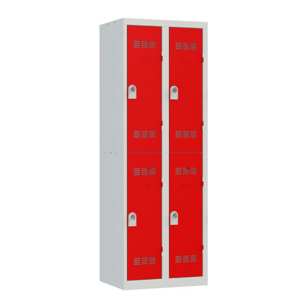 2 colonnes 2 cases superposées 50x60x180cm gris/rouge.