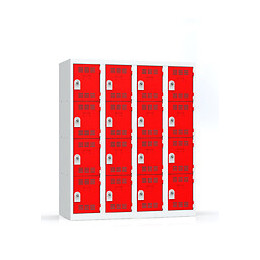 4 colonnes 4 cases superposées 50x120x180cm gris/rouge.