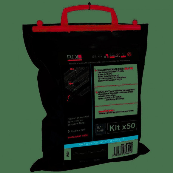 50 vis + cavaliers pour fixations de bac RAL 5008