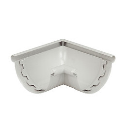 Angle intérieur / extérieur 90° gouttière PVC demi-ronde 25 gris clair