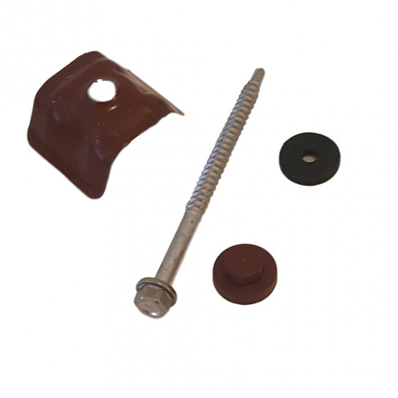 50 fixations plaque acier rouge 6.3x100mm