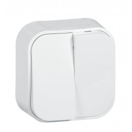 Double interrupteur ou va-et-vient saillie Profil Eco - Blanc