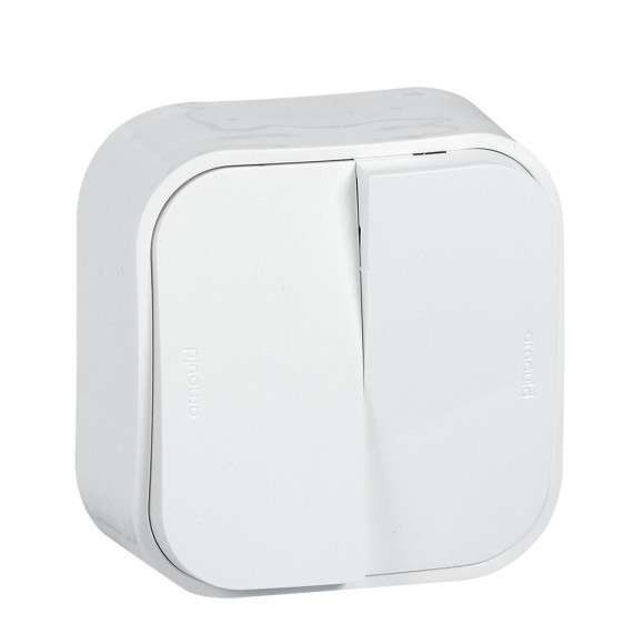 Double interrupteur ou va-et-vient saillie Profil Eco - Blanc