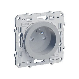 Odace - Prise de courant 2P+T Aluminium à vis