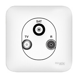Ovalis - Prise TV/FM/SAT, 1 entrée - Blanc