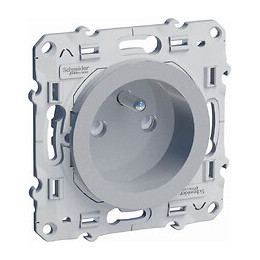 Odace - Prise de courant 2P+T Aluminium à vis