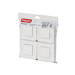 Lot de 4 interrupteurs Mosaic 10A blanc complet avec plaque