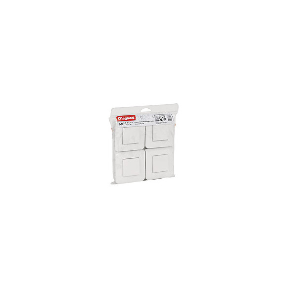 Lot de 4 interrupteurs Mosaic 10A blanc complet avec plaque