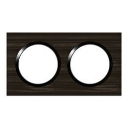 Plaque carrée dooxie 2 postes finition effet bois ébène