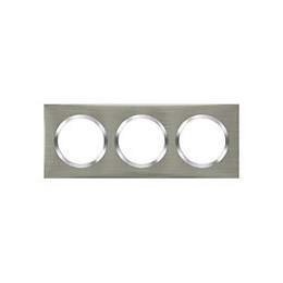 Plaque carrée dooxie 3 postes finition effet inox brossé