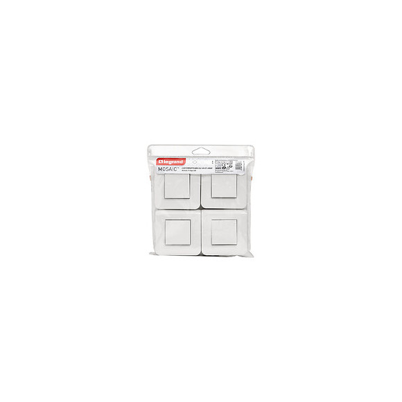 Lot de 4 interrupteurs Mosaic 10A blanc complet avec plaque
