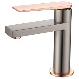 Allure mitigeur lavabo bas façon inox et or rose