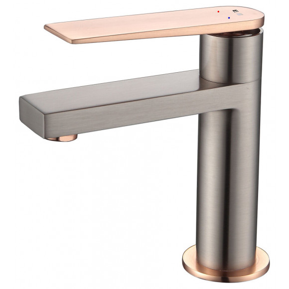 Allure mitigeur lavabo bas façon inox et or rose
