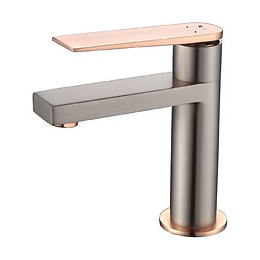 Allure mitigeur lavabo bas façon inox et or rose