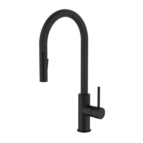 Foga Mitigeur évier à douchette noir mat