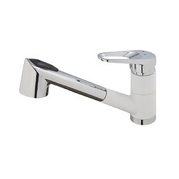 EMBLA II MITIGEUR EVIER A DOUCHETTE CHROME BLANC