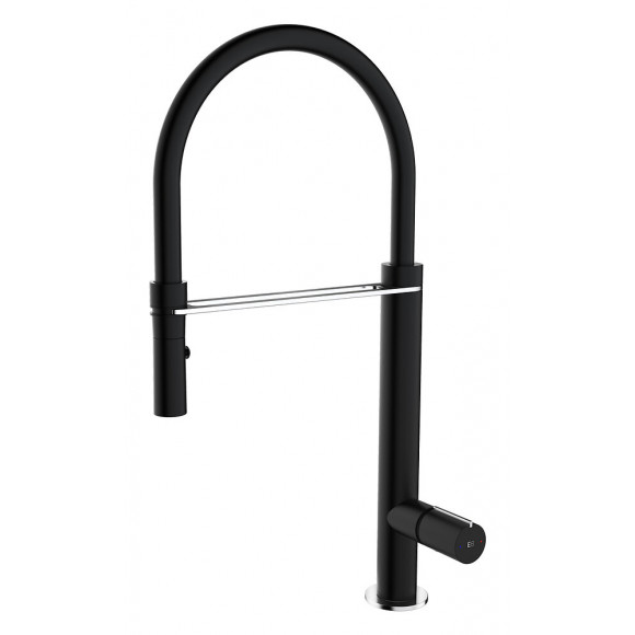 Exil mitigeur évier à douchette noir et façon inox