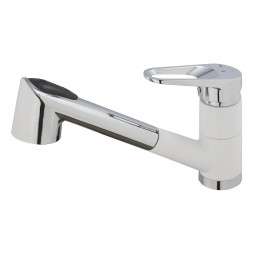 EMBLA II MITIGEUR EVIER A DOUCHETTE CHROME BLANC