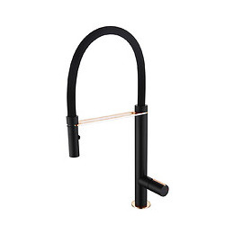 Exil mitigeur évier à douchette noir et or rose