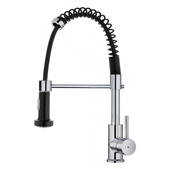 Plimo mitigeur évier à douchette chromé noir